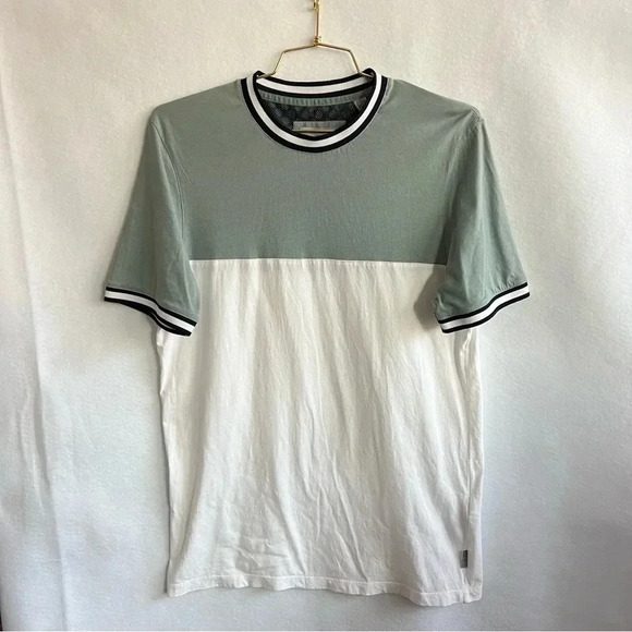 Ted Baker London Silva Size 3 (Medium) Tee Short Sleeve Color-Block Mint/White - Picture 1 of 7